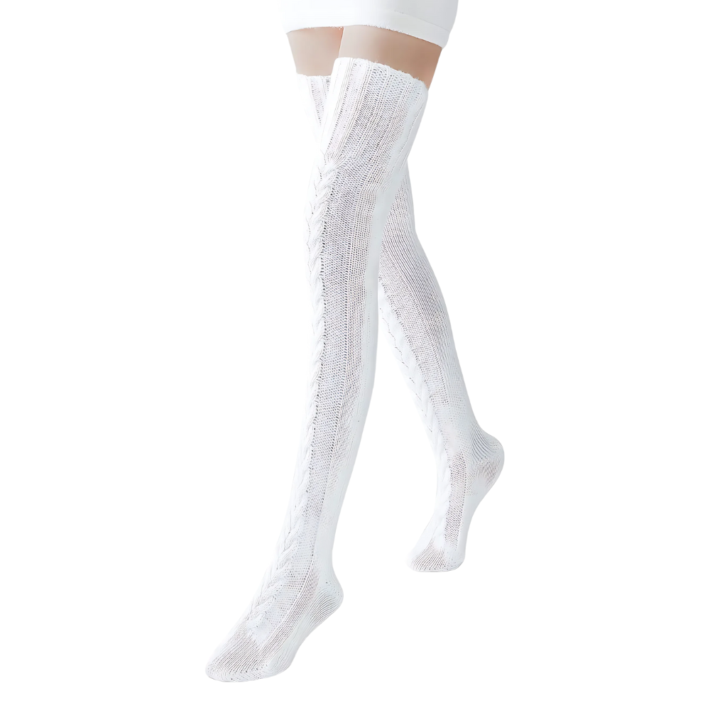 Womens Thigh High Socks Over The Knee Cable Knit Boot Socks