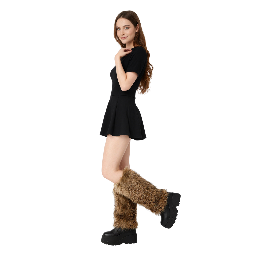  Womens Faux Fur Furry Leg Warmers
