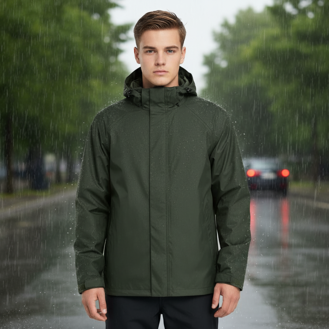 Packable Men Waterproof Rain Jacket With Hood