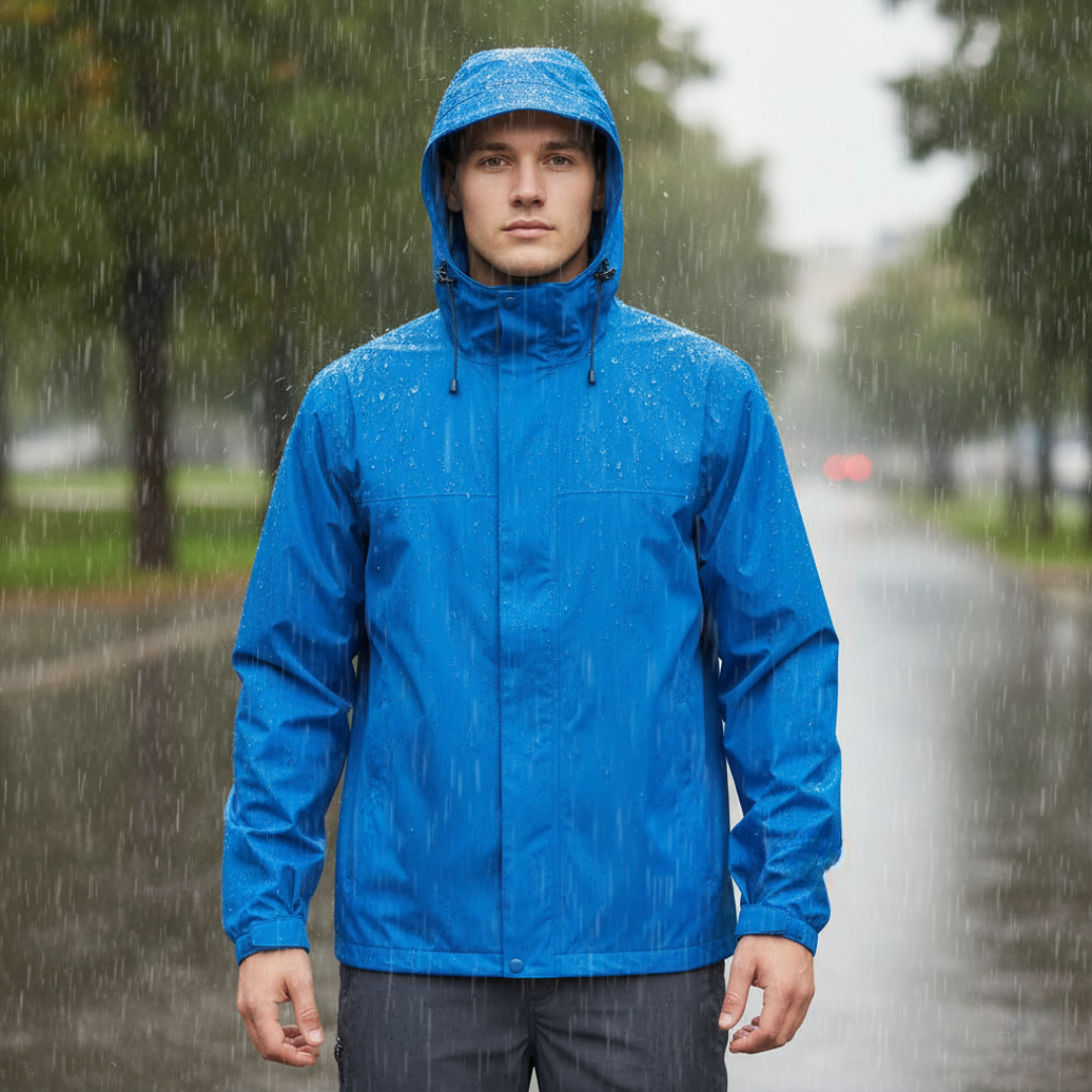 Packable Men Waterproof Rain Jacket With Hood