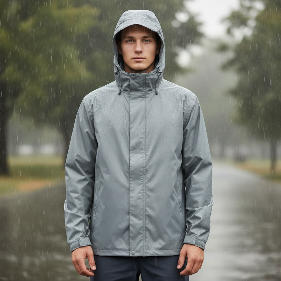 Packable Men Waterproof Rain Jacket With Hood