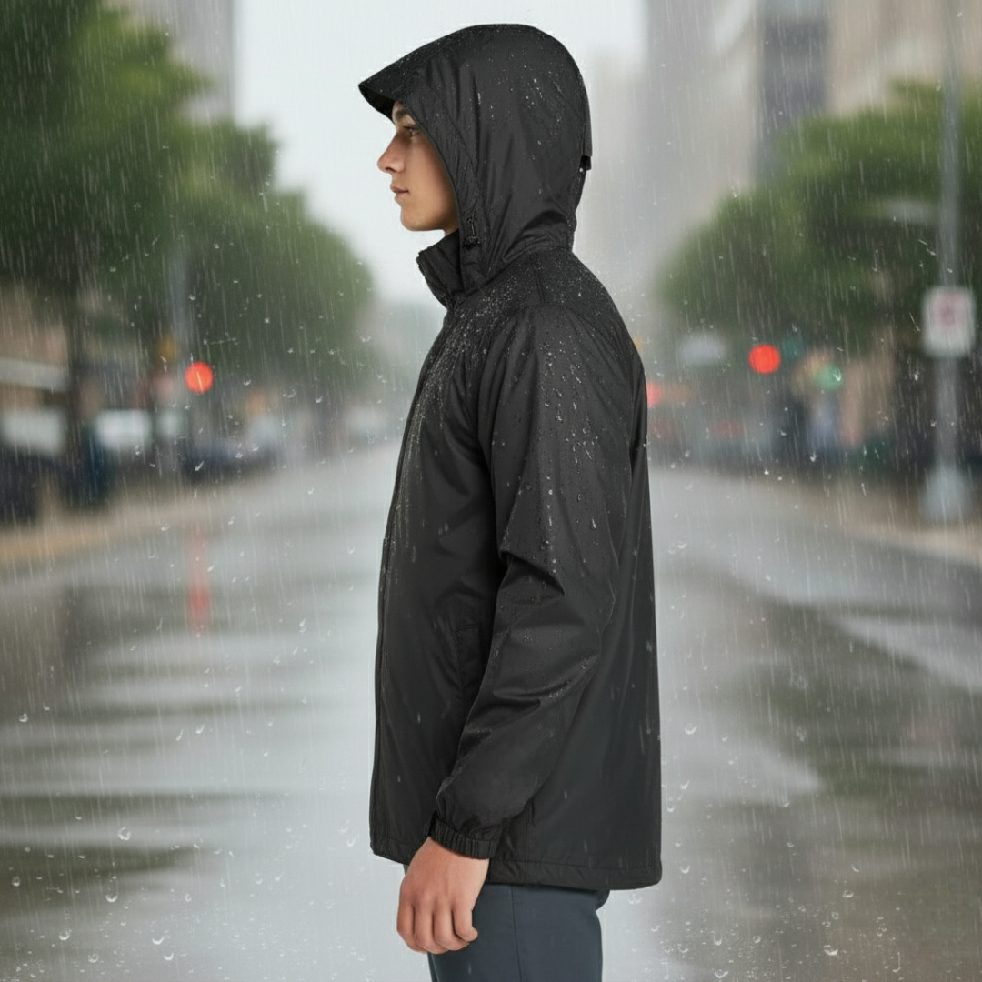 Packable Men Waterproof Rain Jacket With Hood