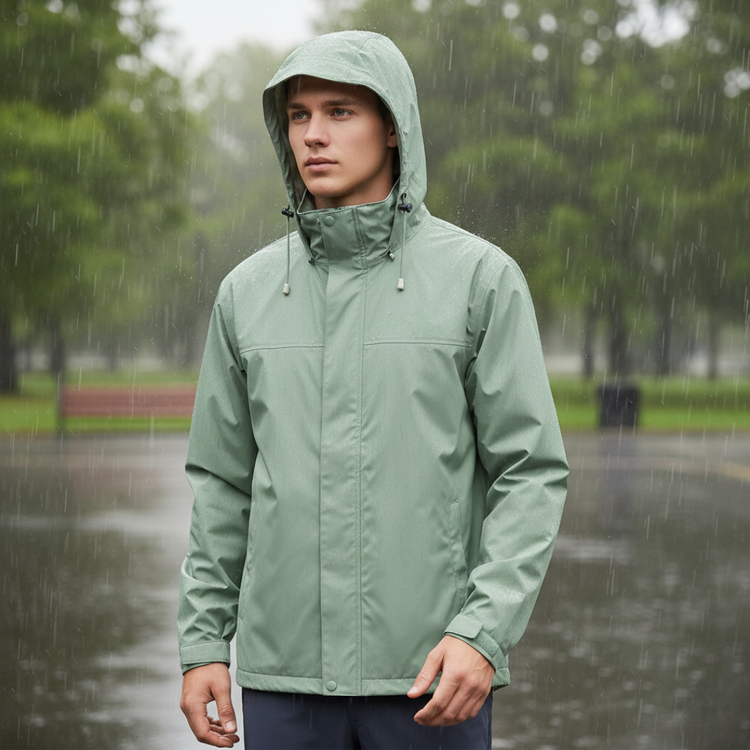 Packable Men Waterproof Rain Jacket With Hood