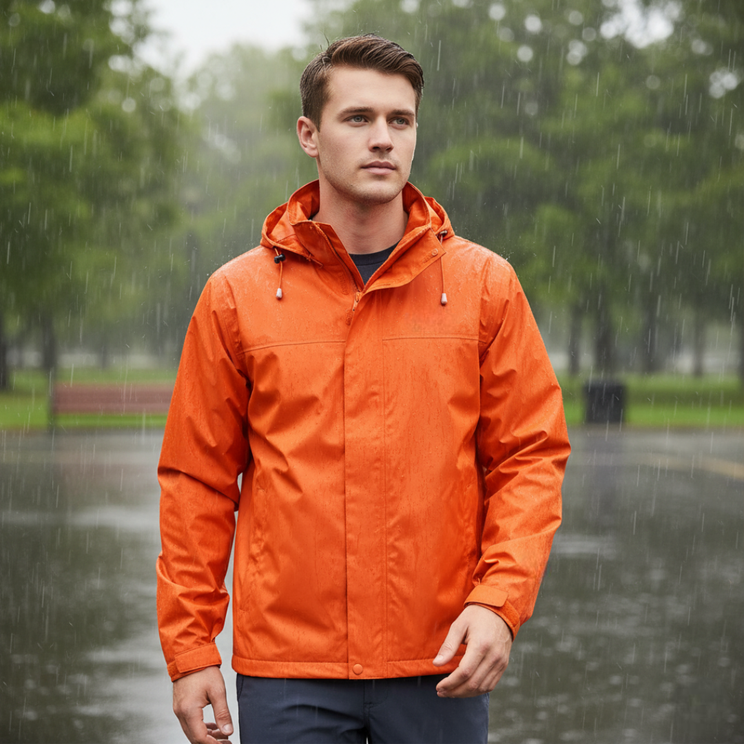 Packable Men Waterproof Rain Jacket With Hood