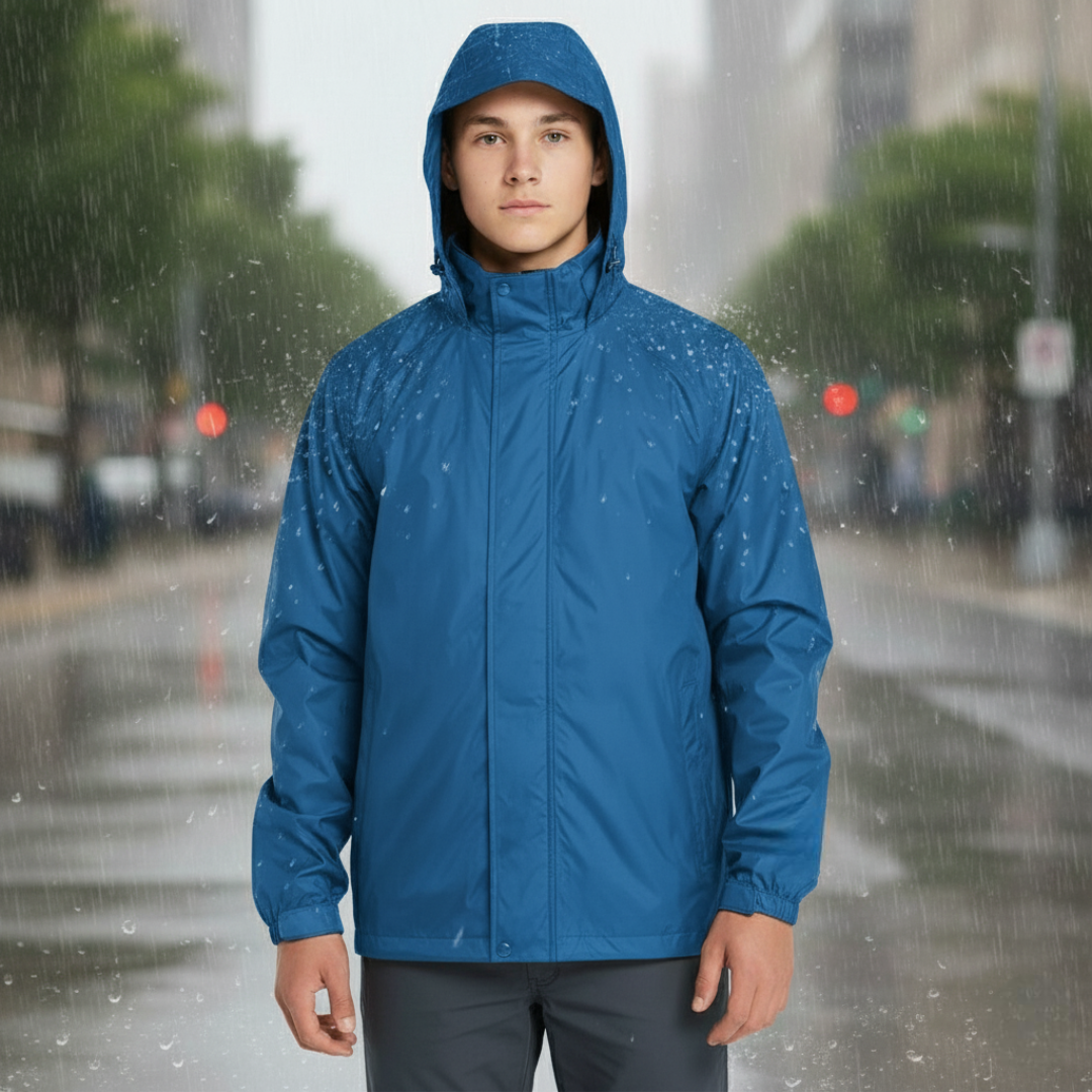 Packable Men Waterproof Rain Jacket With Hood