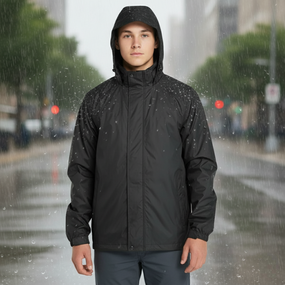 Packable Men Waterproof Rain Jacket With Hood