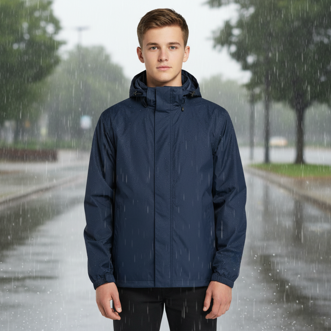 Packable Men Waterproof Rain Jacket With Hood