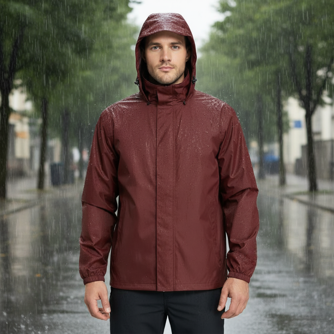 Packable Men Waterproof Rain Jacket With Hood