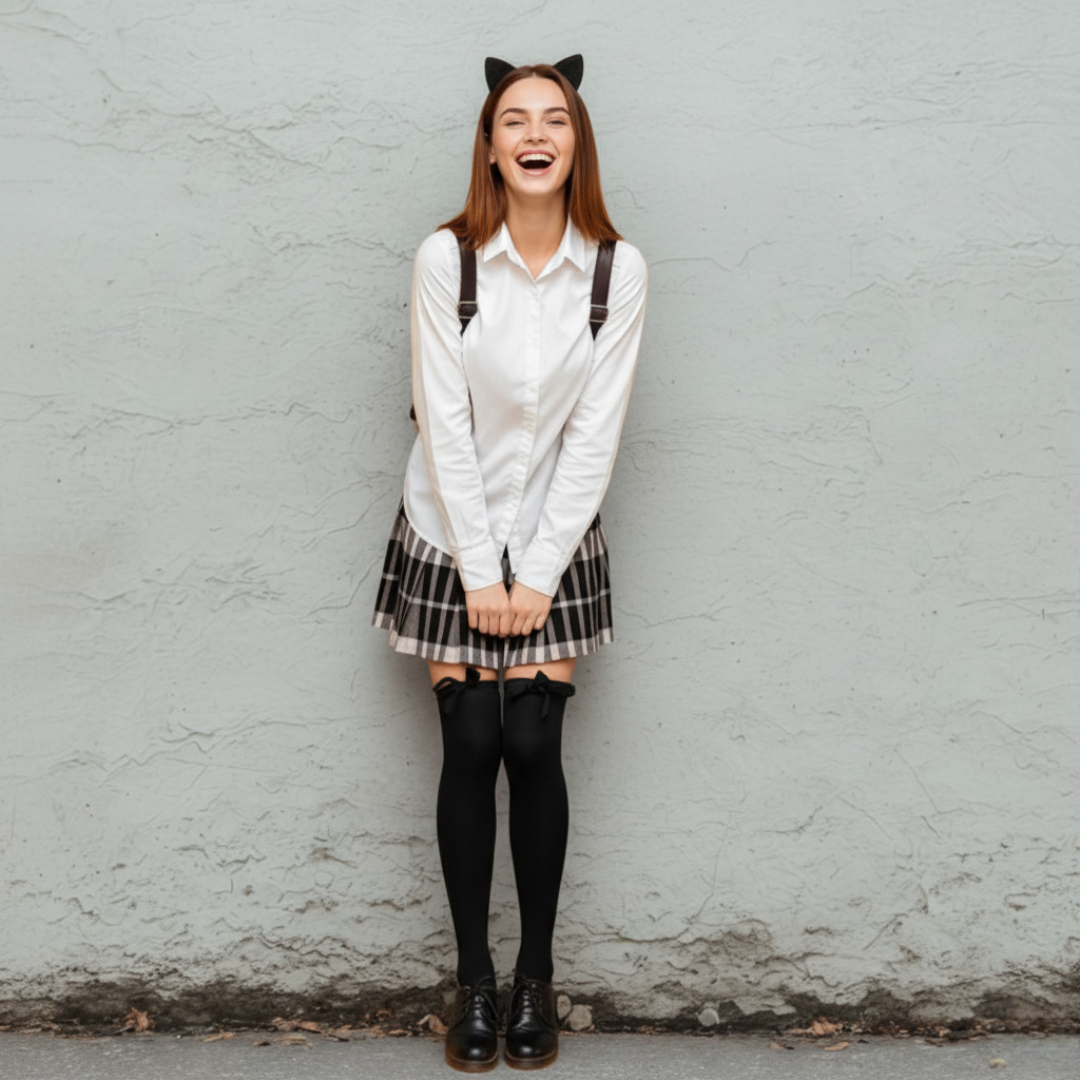 Satin Bow Thigh High Stockings