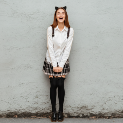 Satin Bow Thigh High Stockings