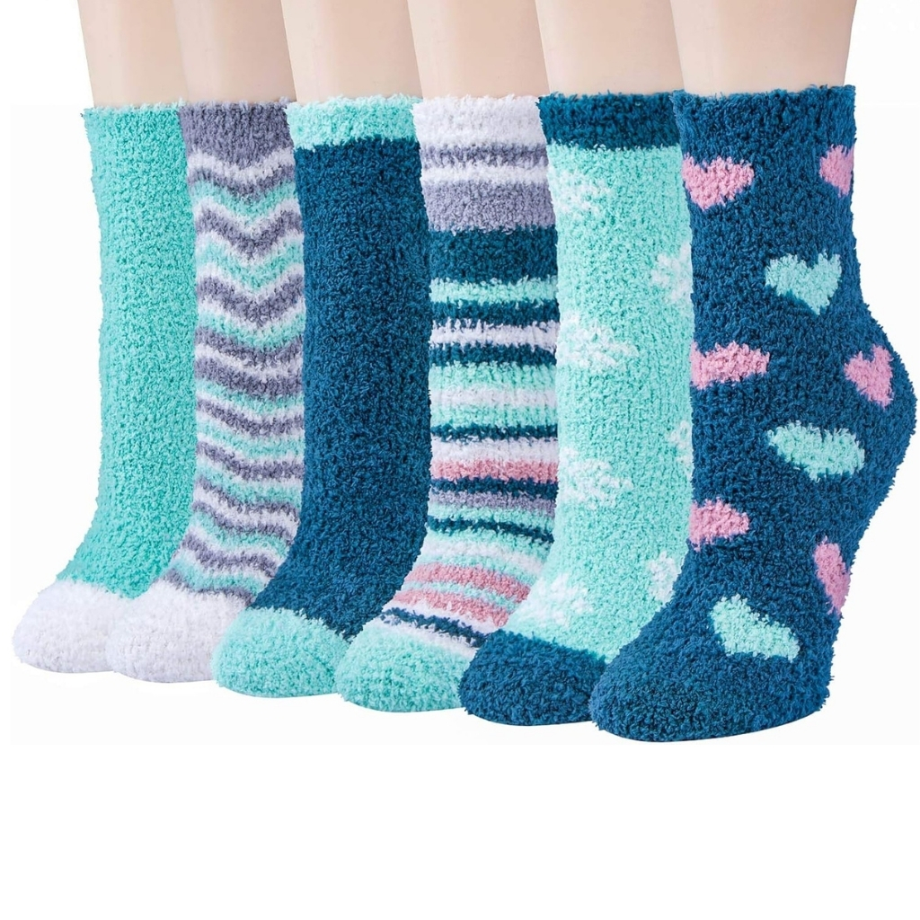Colorful Warm Fuzzy Crew Slipper Socks