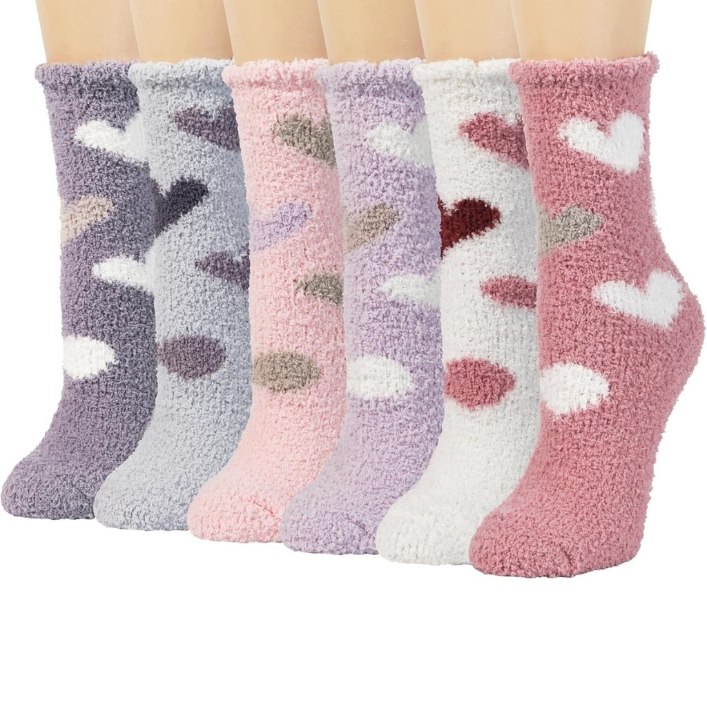 Colorful Warm Fuzzy Crew Slipper Socks