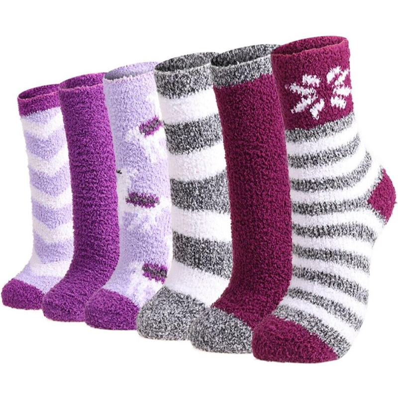 Colorful Warm Fuzzy Crew Slipper Socks