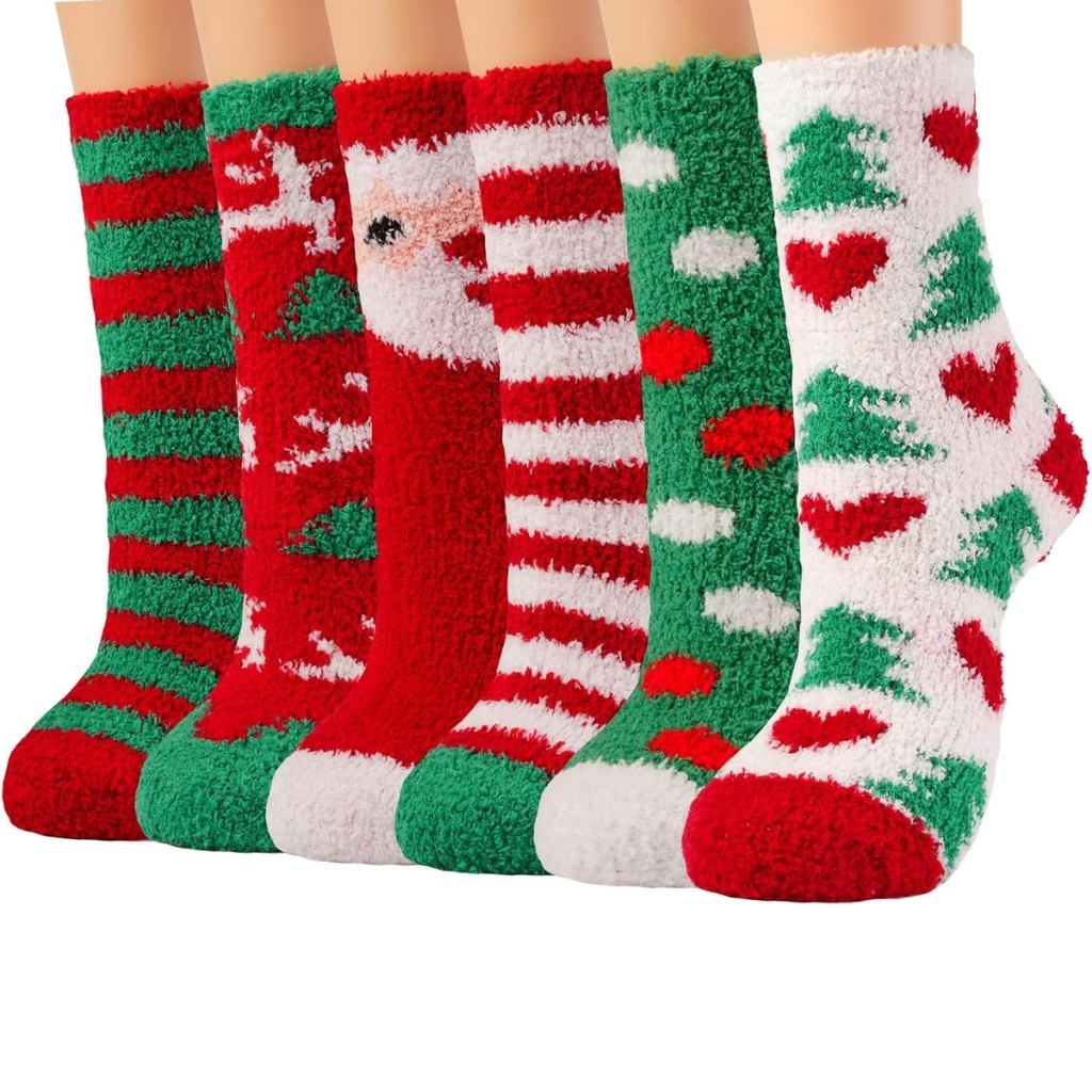 Colorful Warm Fuzzy Crew Slipper Socks