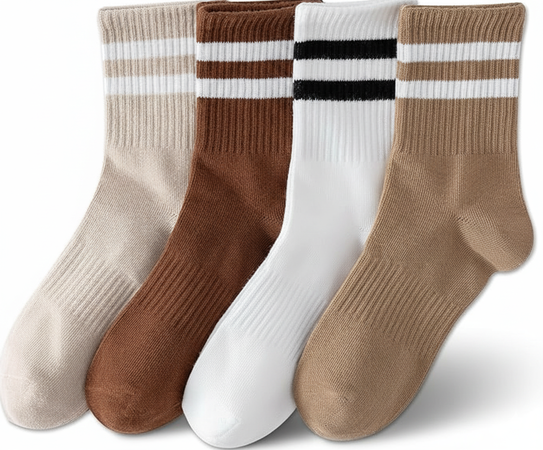 4 Pairs Of Women Striped Cotton Socks
