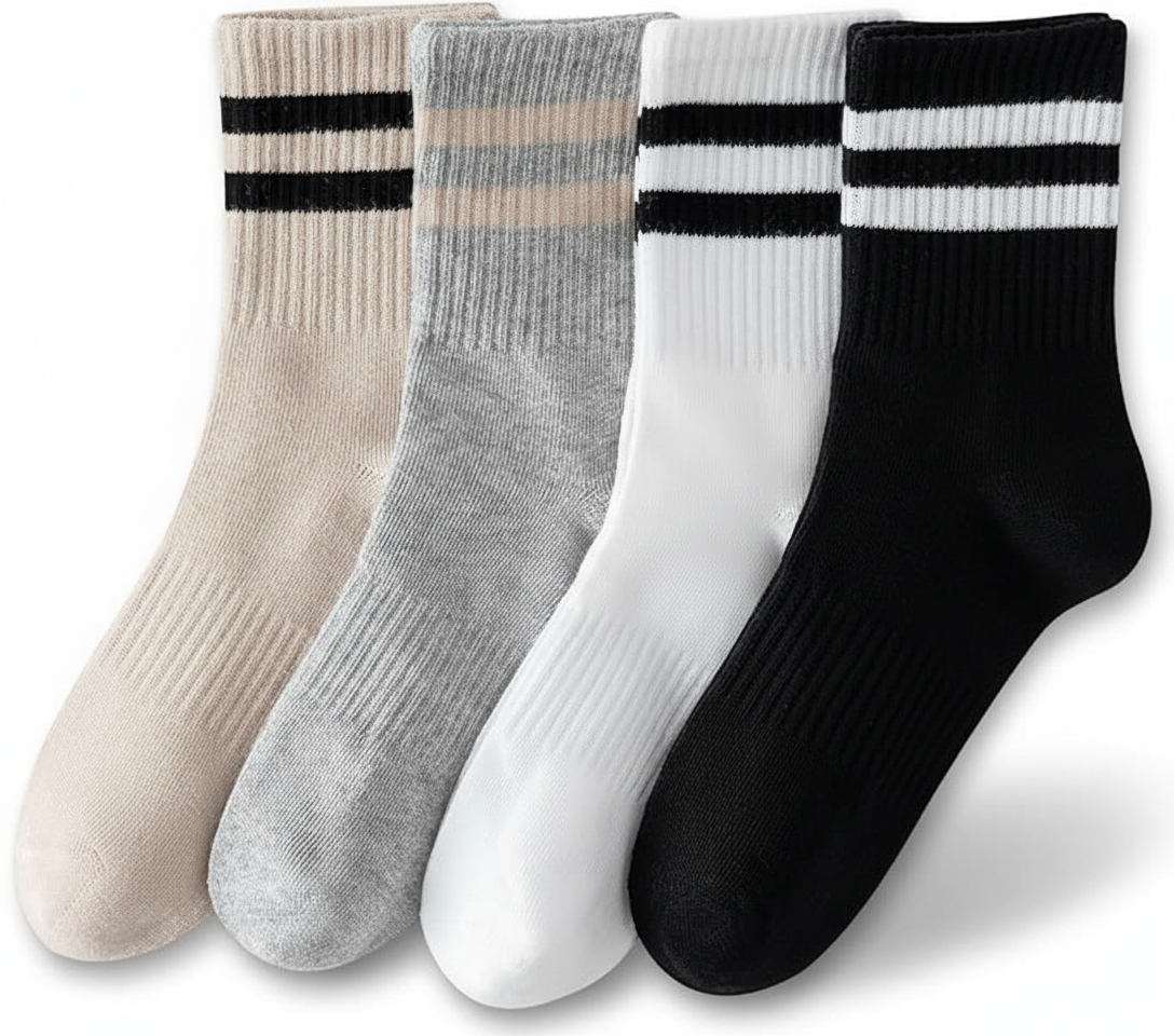 4 Pairs Of Women Striped Cotton Socks