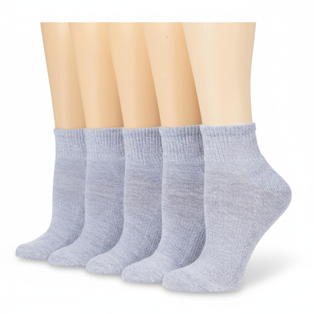 5 pair Women Athletic Cushioned Quarter Socks With Arch Compression