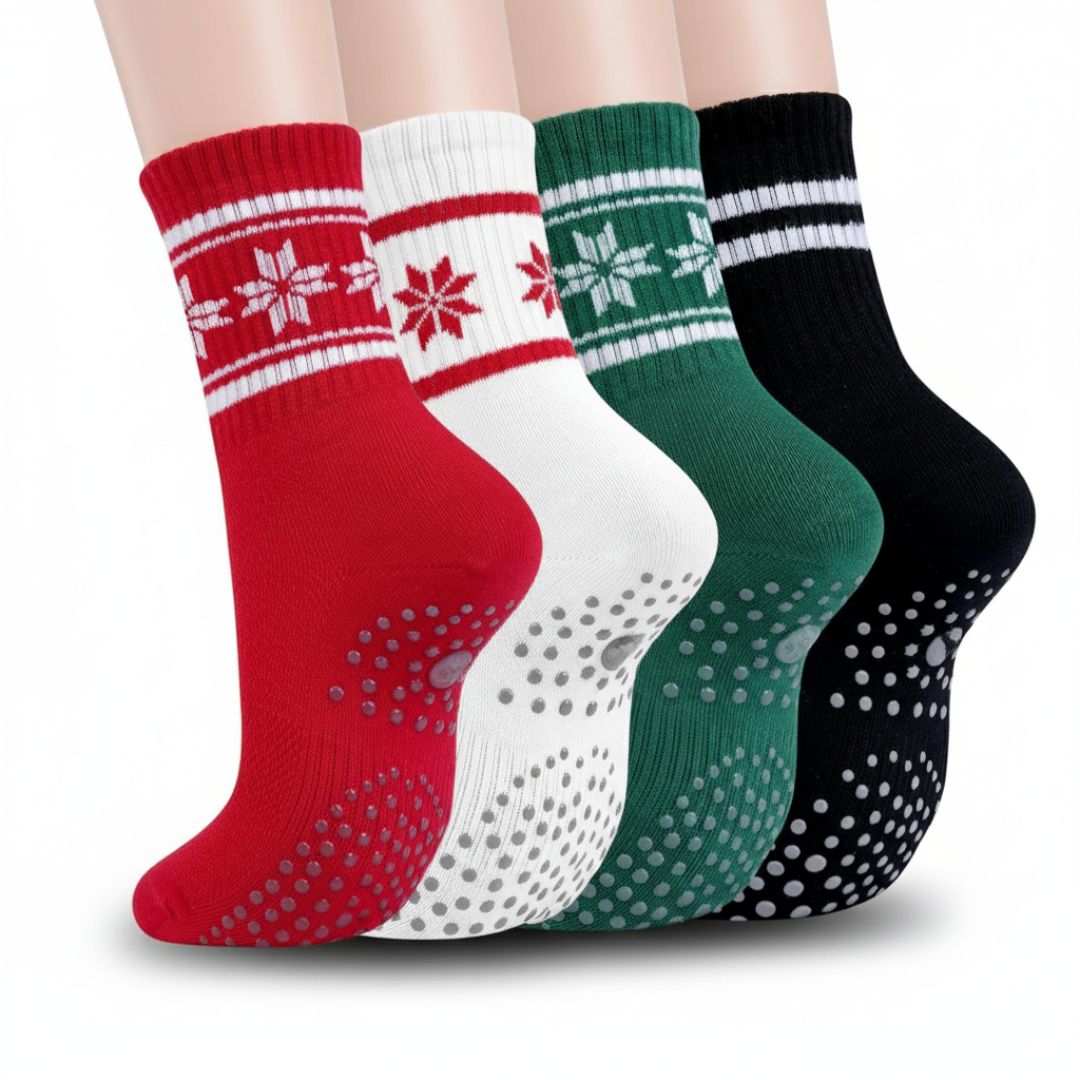 4 Pairs Non Slip Grippers Pilates Socks for Women