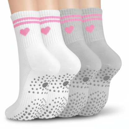 4 Pairs Non Slip Grippers Pilates Socks for Women