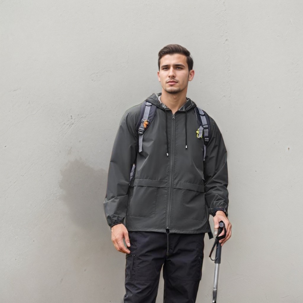 Men Packable Waterproof Rain Jacket