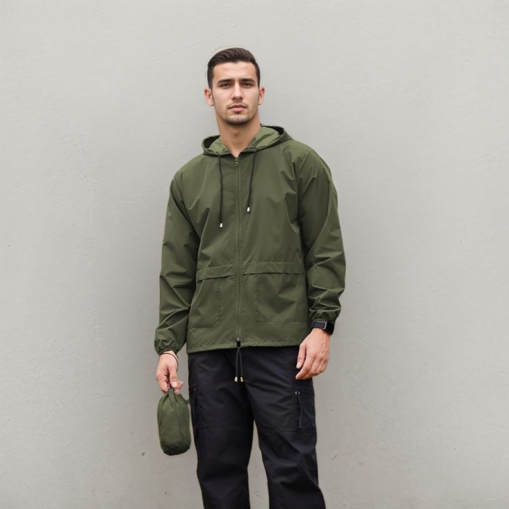 Men Packable Waterproof Rain Jacket