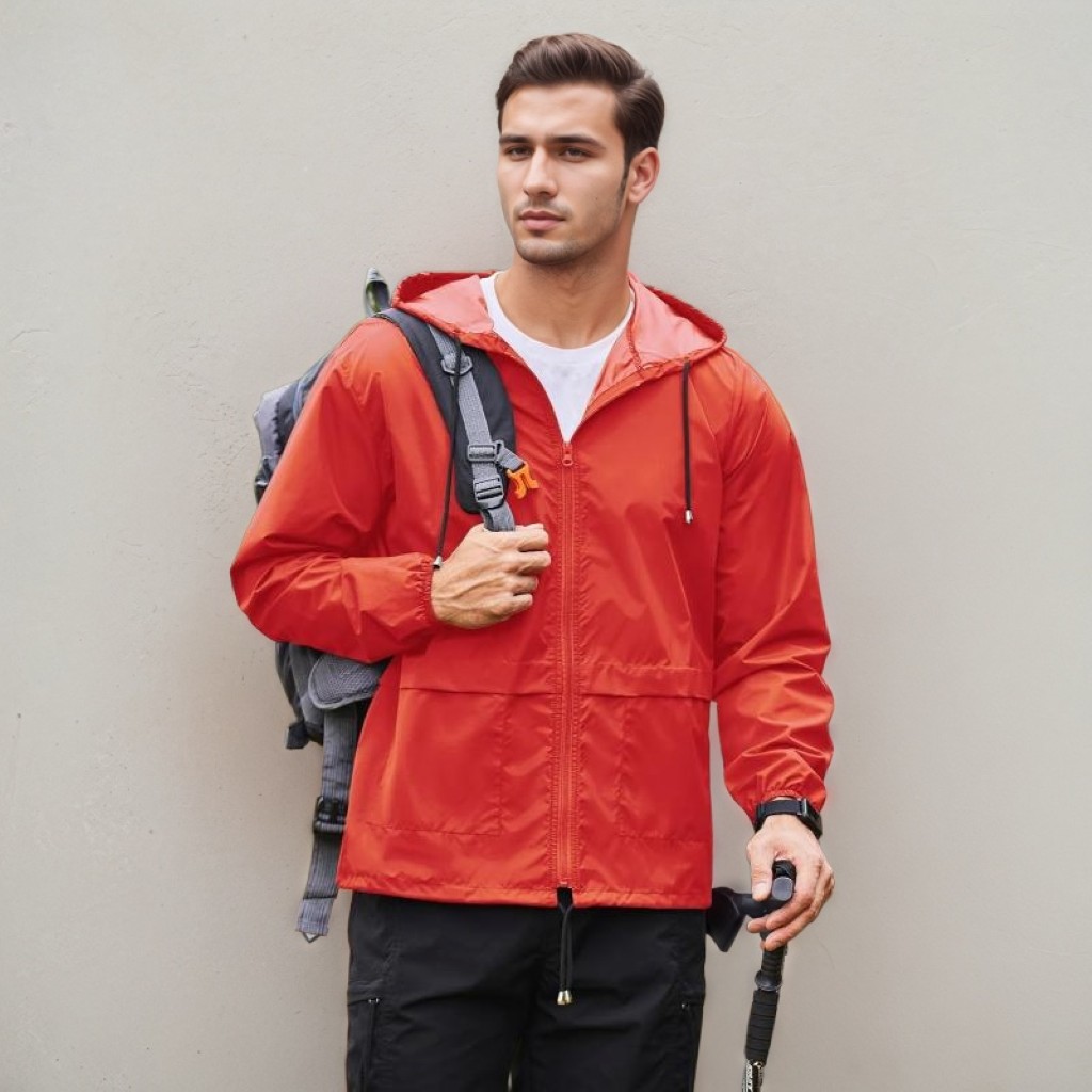 Men Packable Waterproof Rain Jacket