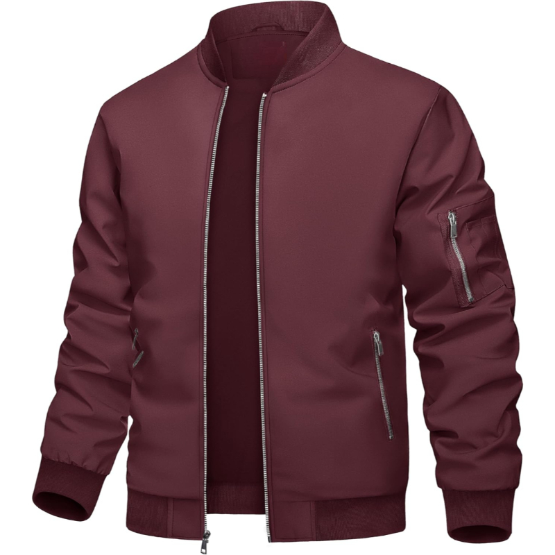 Mens Casual Bomber Jacket Lightweight Windbreaker for Spring and Fall