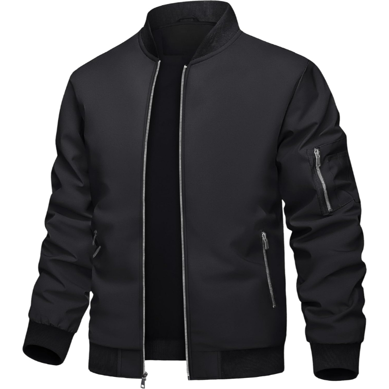Mens Casual Bomber Jacket Lightweight Windbreaker for Spring and Fall