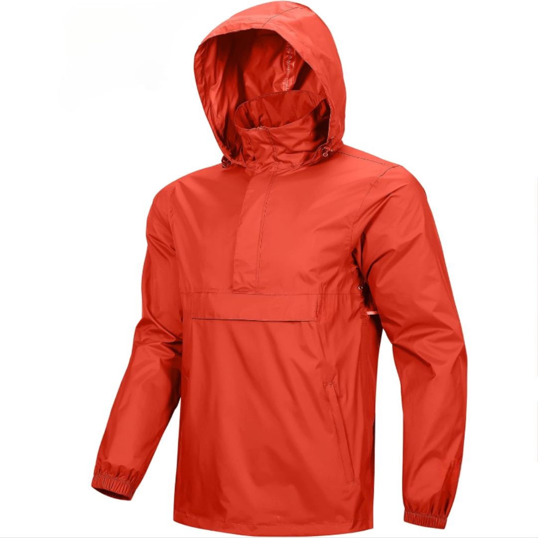 Mens Waterproof Lightweight Packable Rain Jacket Pullover