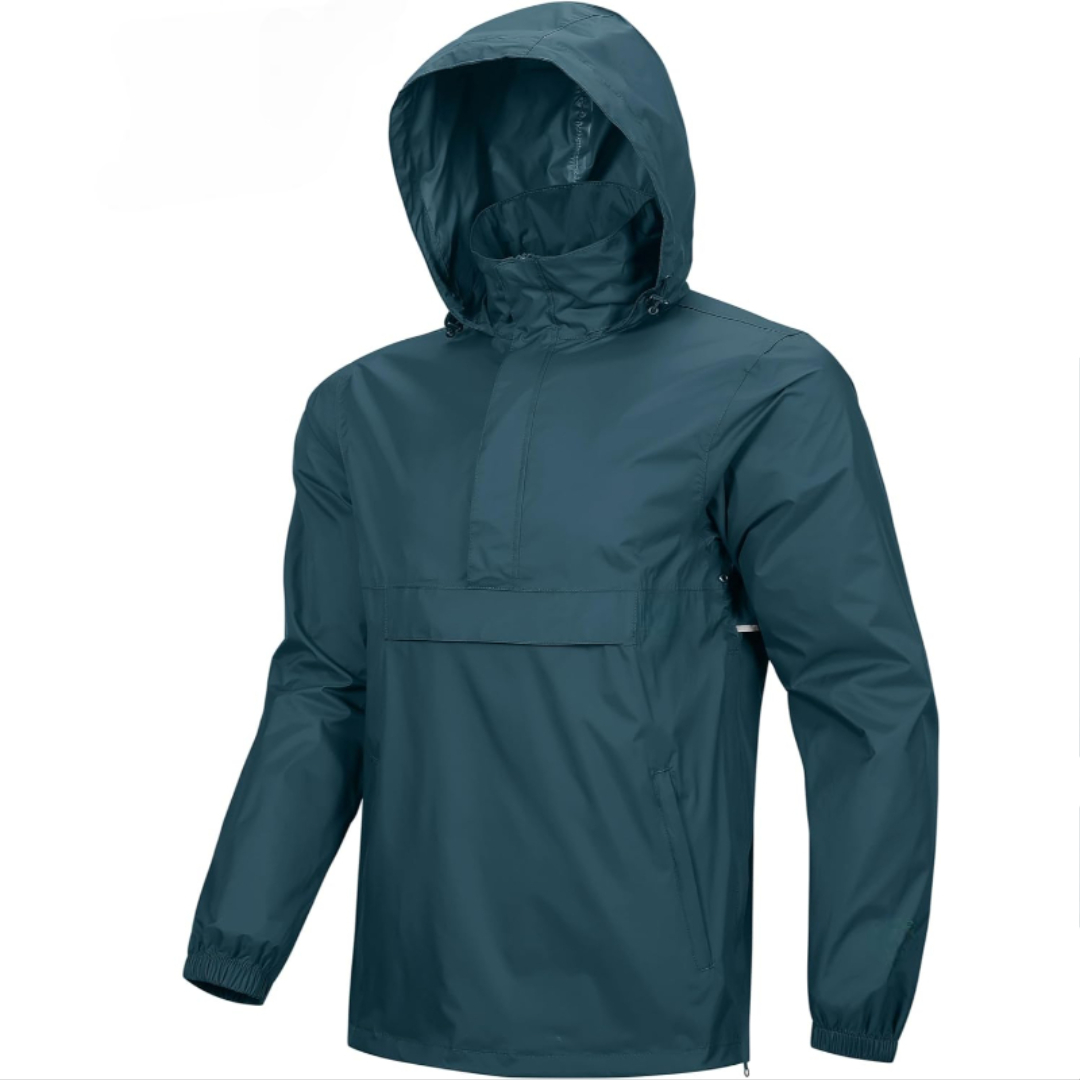 Mens Waterproof Lightweight Packable Rain Jacket Pullover