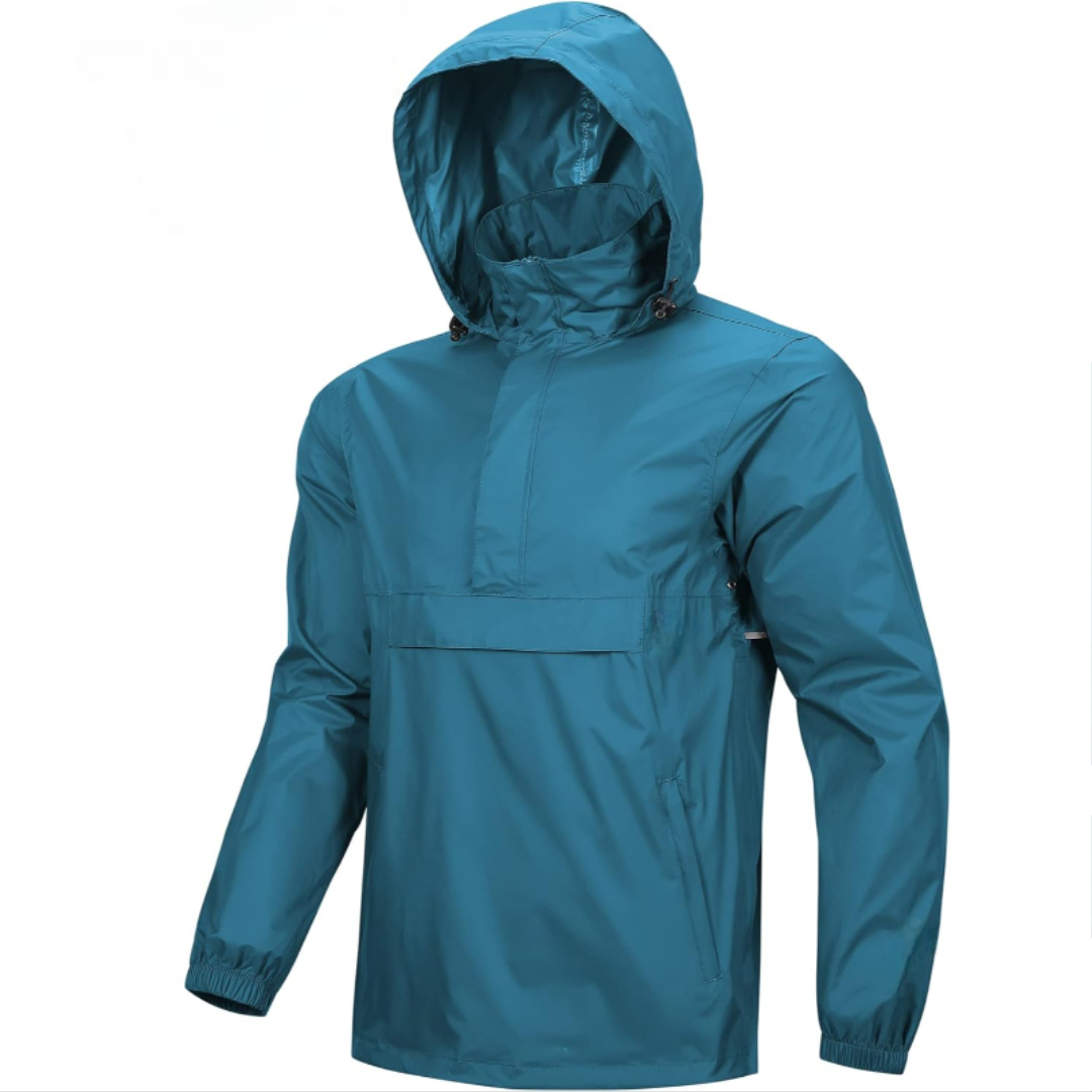 Mens Waterproof Lightweight Packable Rain Jacket Pullover