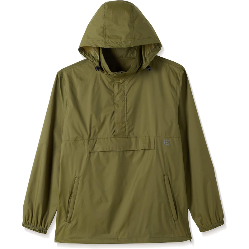 Mens Waterproof Lightweight Packable Rain Jacket Pullover