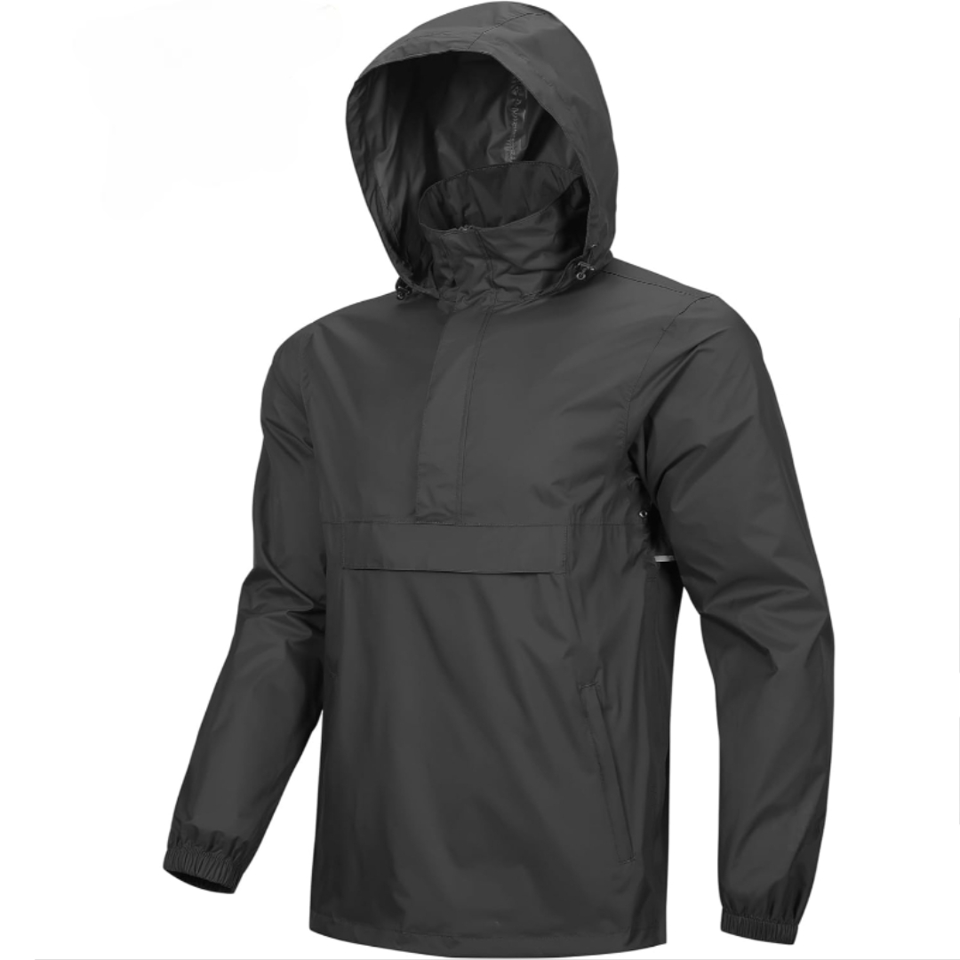 Mens Waterproof Lightweight Packable Rain Jacket Pullover