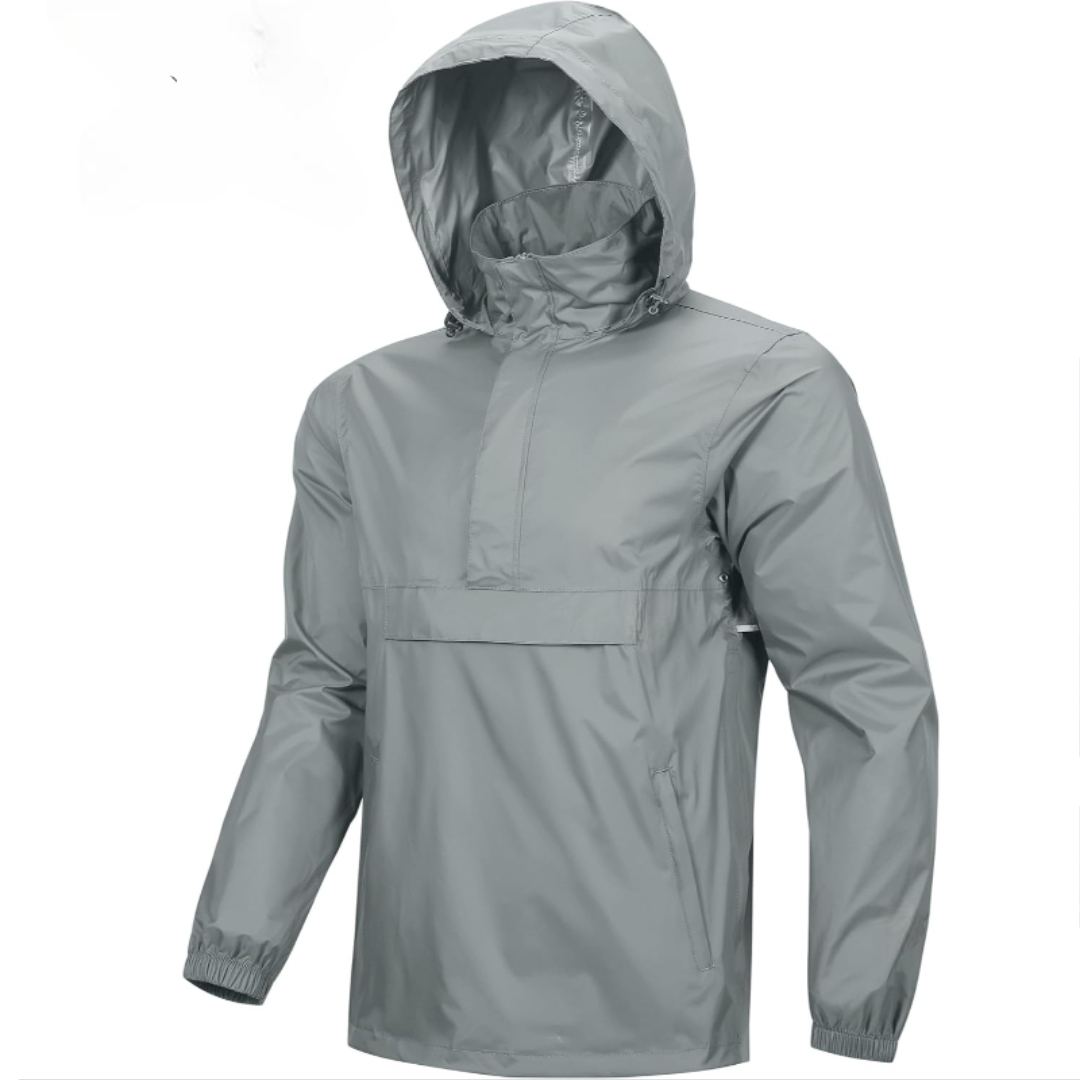 Mens Waterproof Lightweight Packable Rain Jacket Pullover