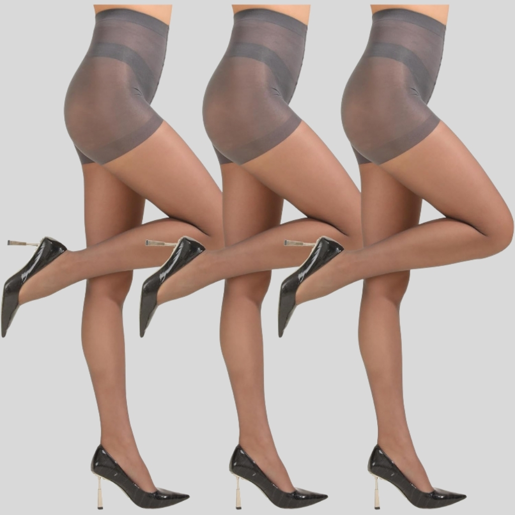 Pack Of 3 Women 20D Sheer Pantyhose With Control Top Support