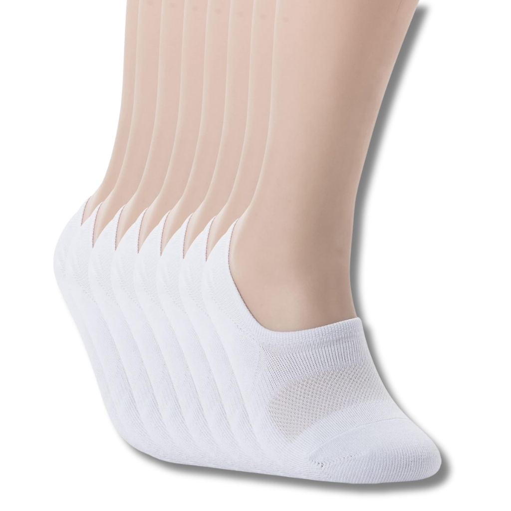 Pack Of 8 No Show Socks With Wide Front Box
