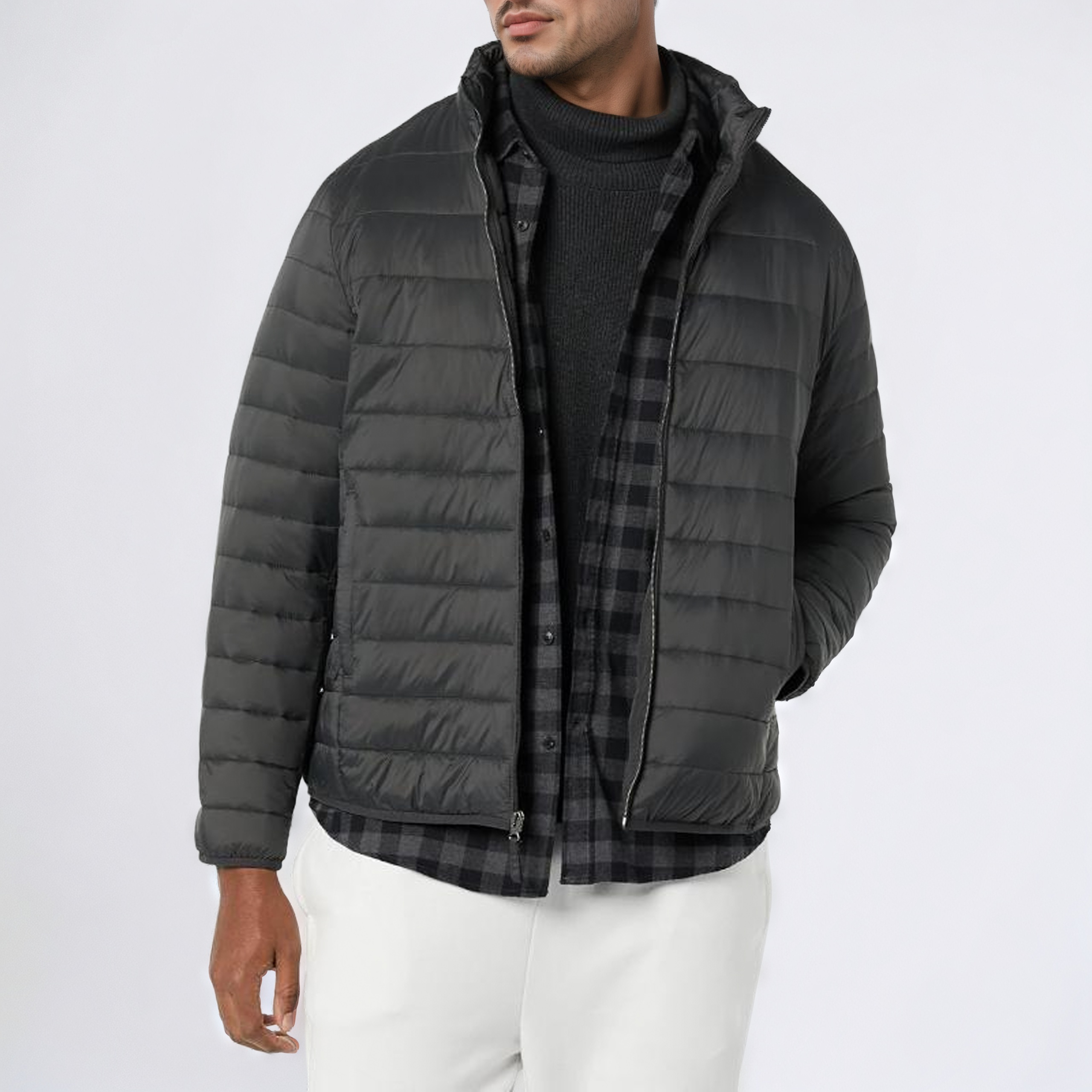 Packable Lightweight Water-Resistant Puffer Jacket for Men