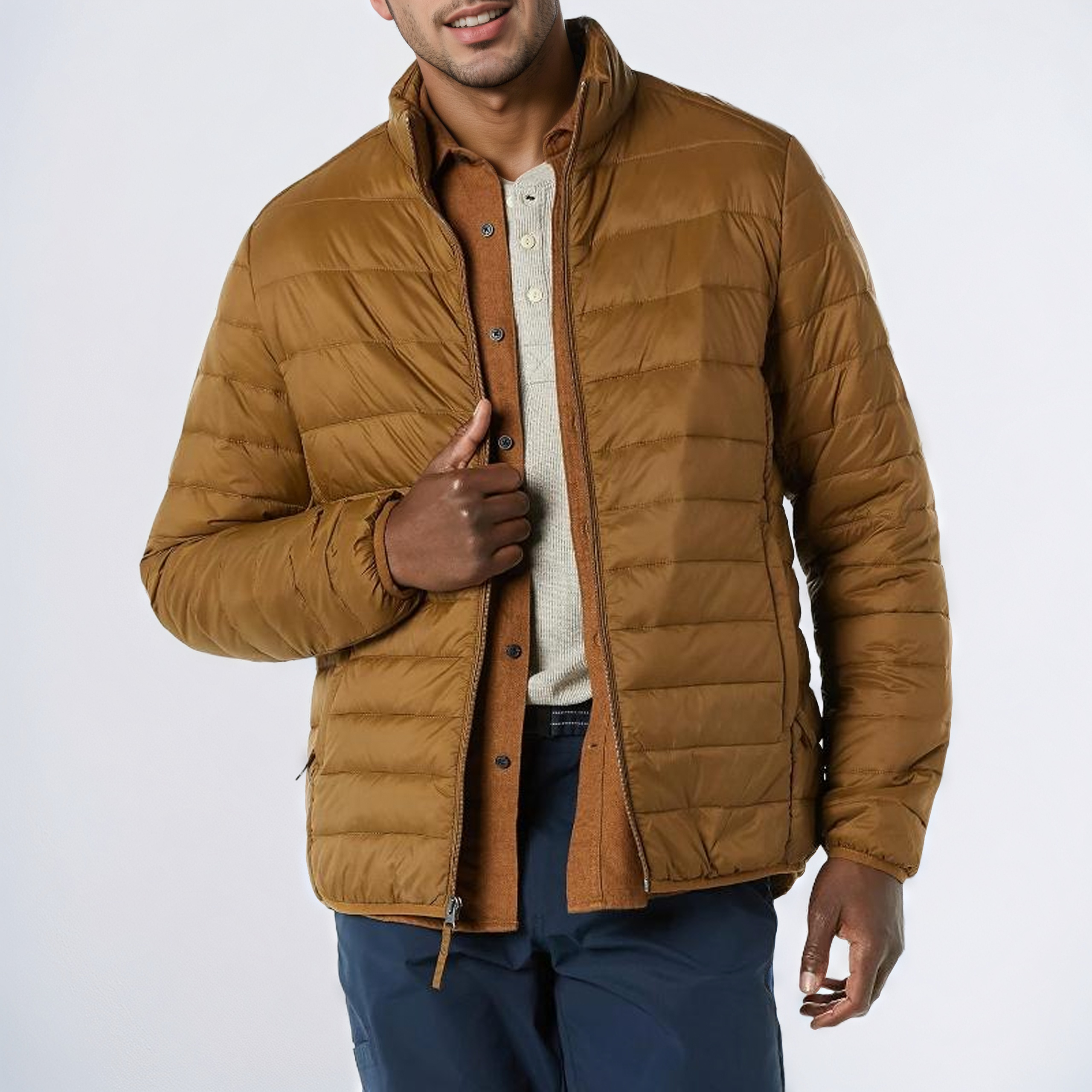 Packable Lightweight Water-Resistant Puffer Jacket for Men