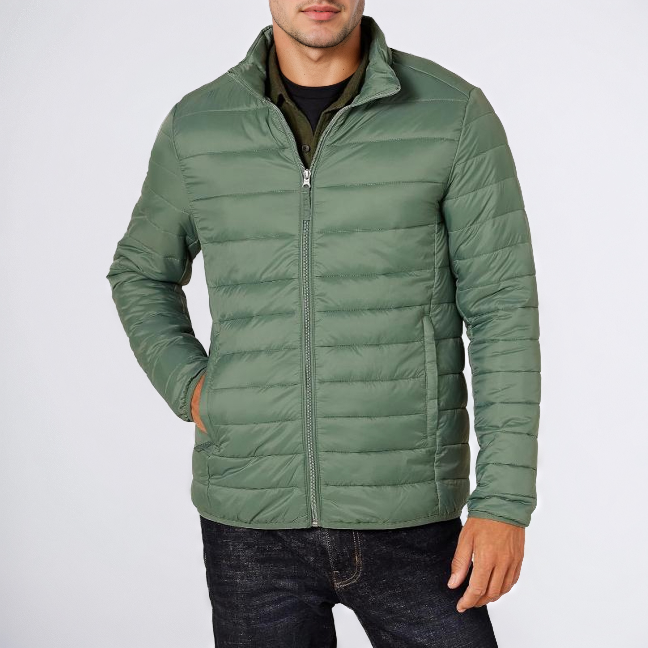 Packable Lightweight Water-Resistant Puffer Jacket for Men