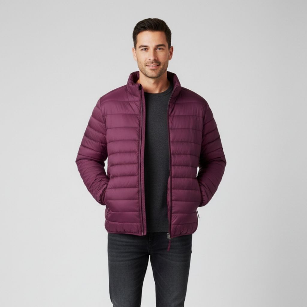 Packable Lightweight Water-Resistant Puffer Jacket for Men
