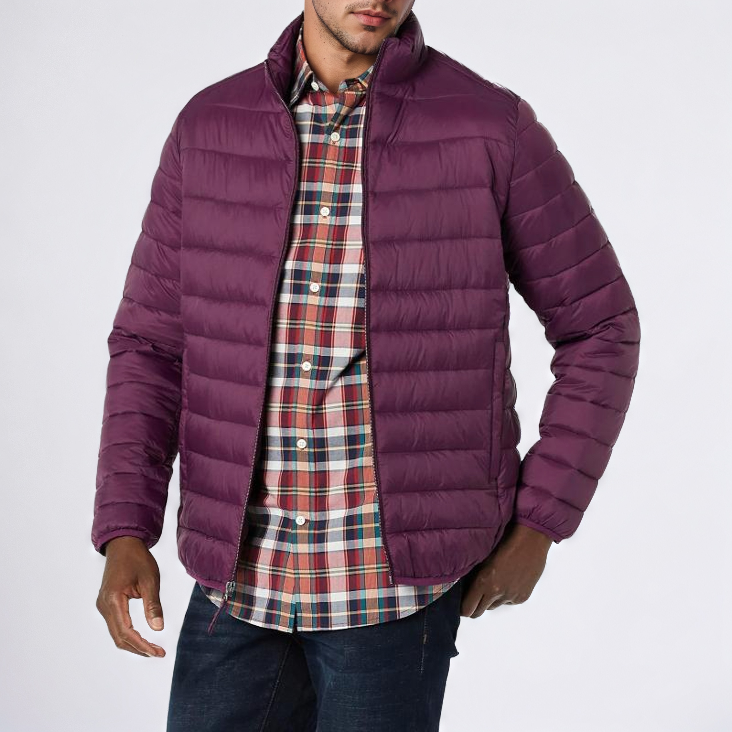 Packable Lightweight Water-Resistant Puffer Jacket for Men