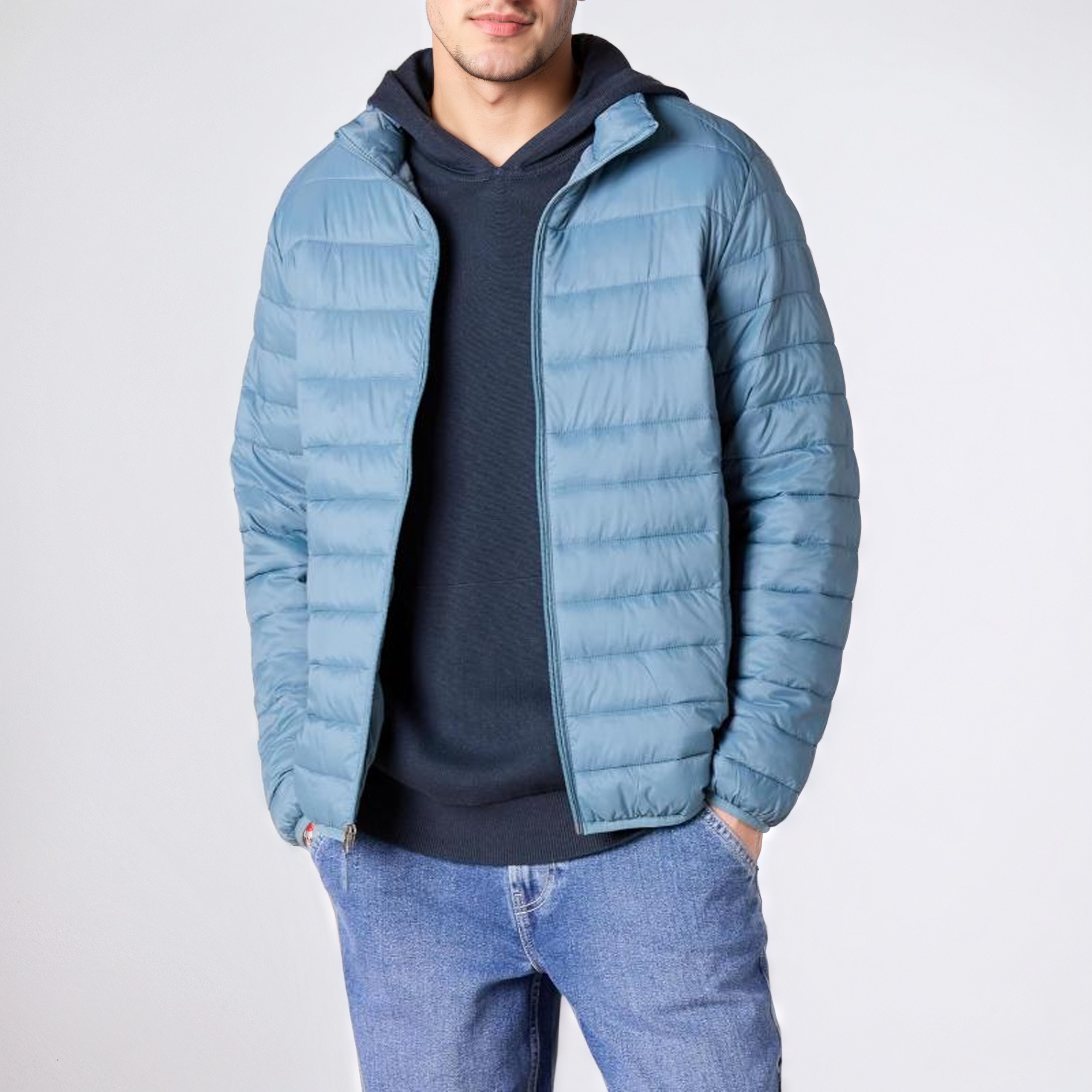 Packable Lightweight Water-Resistant Puffer Jacket for Men