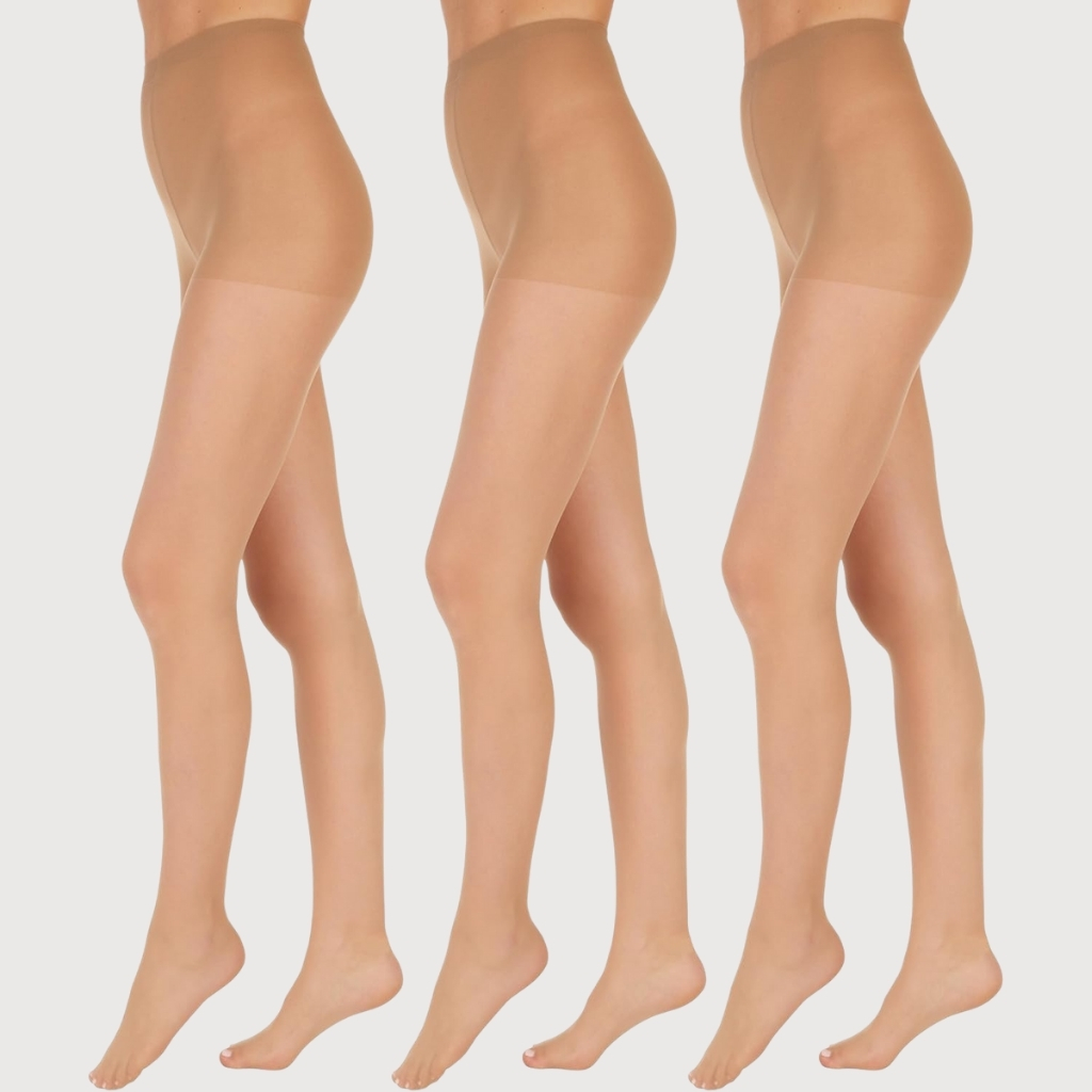 Sheer Toe Control Top Pantyhose for Women with Nylon Fabric Pack Of 3