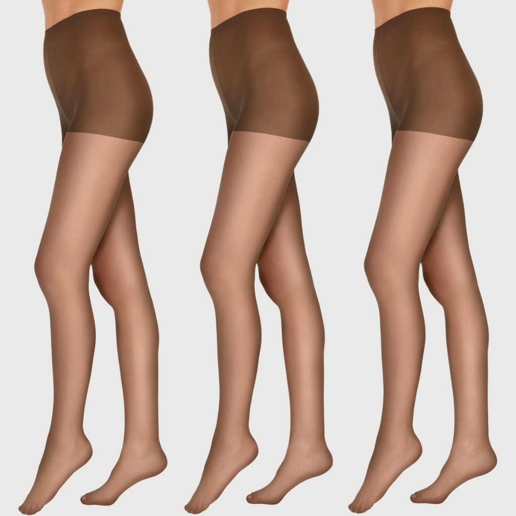 Sheer Toe Control Top Pantyhose for Women with Nylon Fabric Pack Of 3
