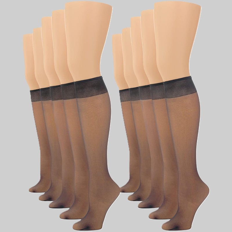 3 Pairs Women Sheer Tights 20D Control Top Pantyhose With Reinforced Toes