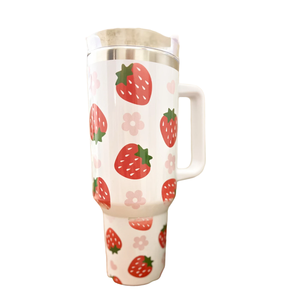 Strawberry 40 oz Kawaii Travel Tumbler Mug-USA Camp Zone