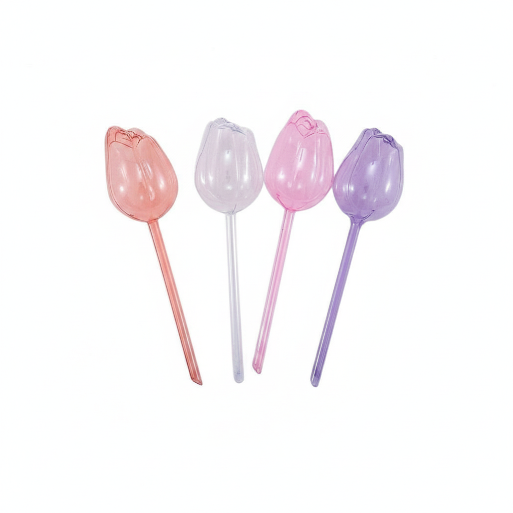 4 Piece Tulip Shaped Self Watering Globes With Narrow Mouth Design For Indoor And Outdoor Potted Plants