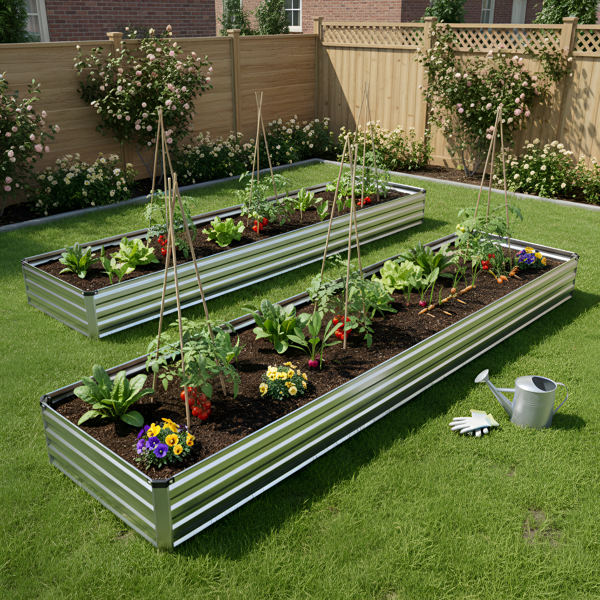 Two Pack 6x3x1 Foot Galvanized Raised Metal Garden Beds Kit Planter Box