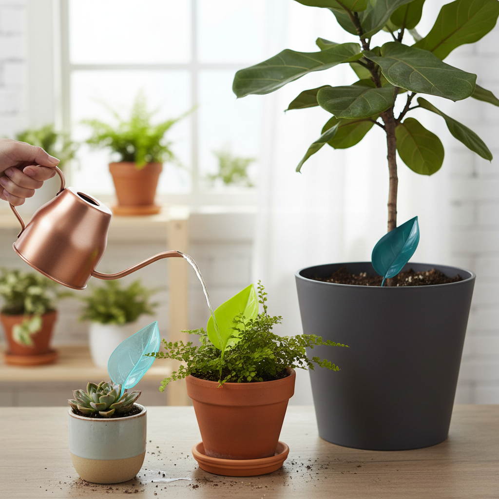3 Piece Leaf Plant Watering Funnels For Indoor Outdoor Plant Care