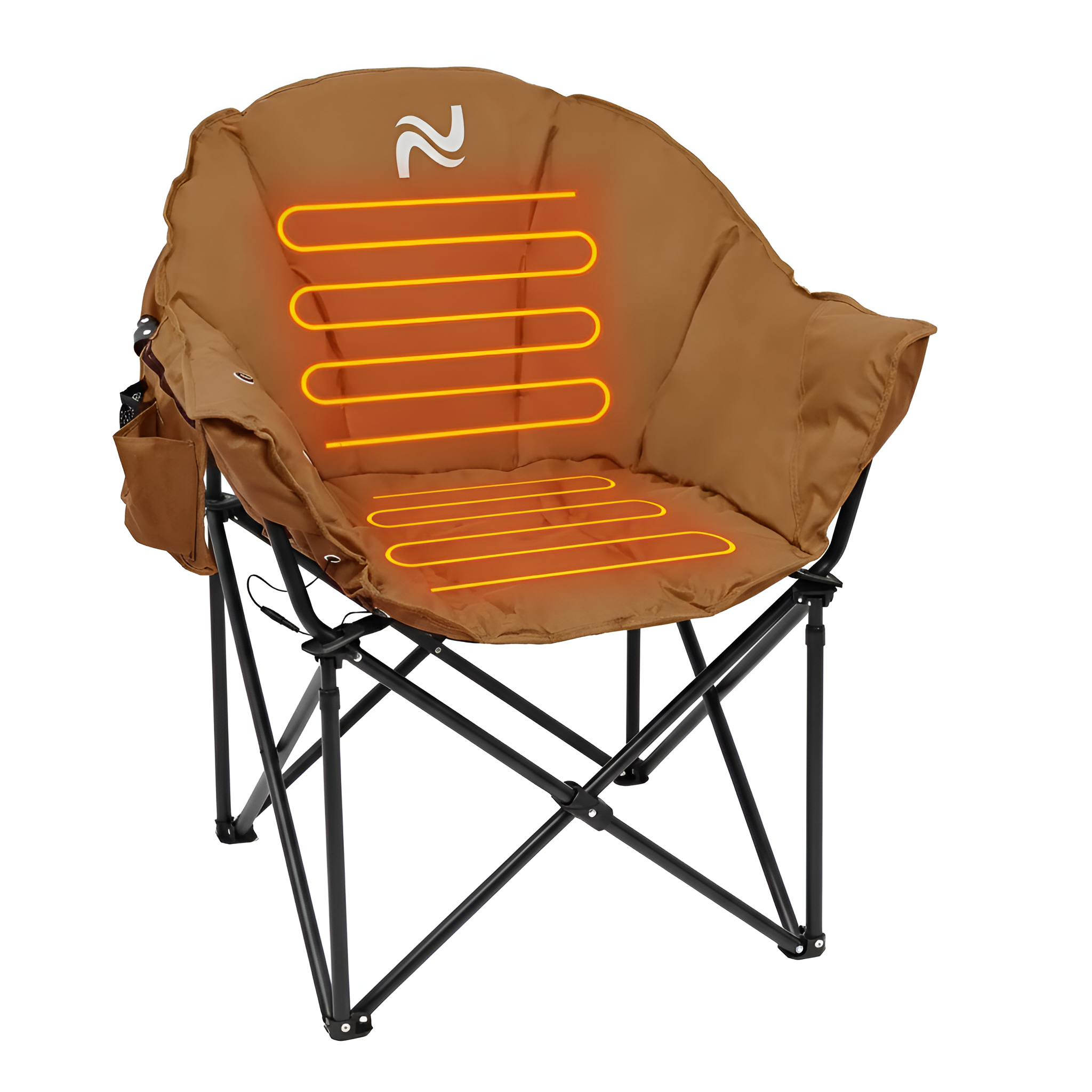 Oversized Heated Camping Chair, Portable Folding Patio Lounge Chairs Camp Chair for Outdoor, Adults, Heavy Duty Lawn Chairs Outdoor Chair for Camping, Lounge Patio 10000 mah power bank